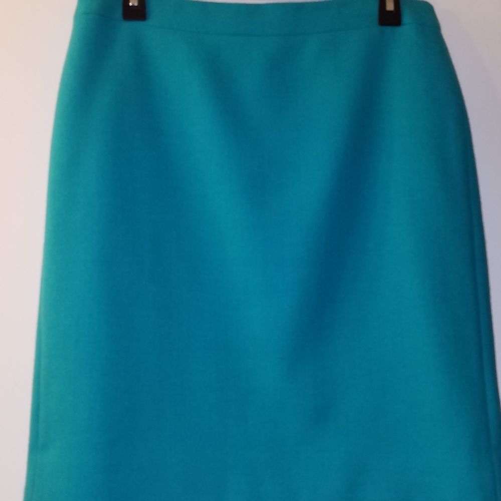 J. Crew double-serge wool pencil skirt, Teal, 10P